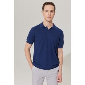 ALTINYILDIZ CLASSICS Men's Navy Blue Standard Fit Normal Cut Polo Collar 100% Cotton Short Sleeve Knitwear T-Shirt