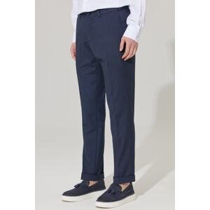 ALTINYILDIZ CLASSICS Men's Navy Blue Comfort Fit Relaxed Fit Side Pockets Patterned Elastic Waist Flexible Trousers