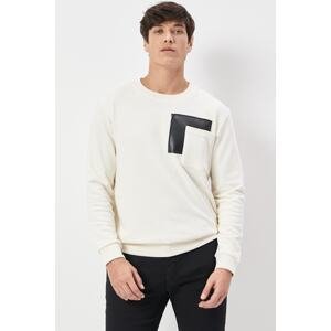 ALTINYILDIZ CLASSICS Men's White Standard Fit Regular Fit Crew Neck Printed Sweatshirt