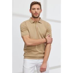 ALTINYILDIZ CLASSICS Men's Mink Standard Fit Regular Fit Polo Neck Short Sleeve Knitwear T-Shirt