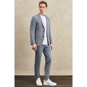 ALTINYILDIZ CLASSICS Men's Gray Slim Fit Slim Fit Mono Collar Patterned Gray Suit
