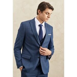 ALTINYILDIZ CLASSICS Men's Navy Blue Slim Fit Slim Fit Dovetail Dobby Vest Classic Suit