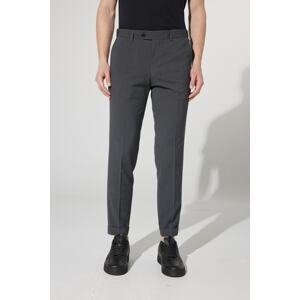 ALTINYILDIZ CLASSICS Men's Anthracite Slim Fit Slim Fit See-through Patterned Elastic Waist Flexible Trousers