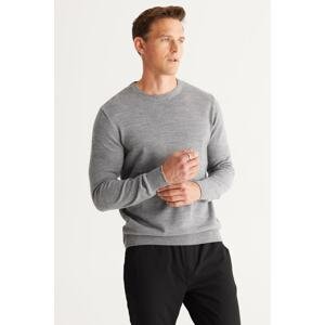 ALTINYILDIZ CLASSICS Men's Gray Melange Standard Fit Regular Fit Crew Neck Knitwear Sweater