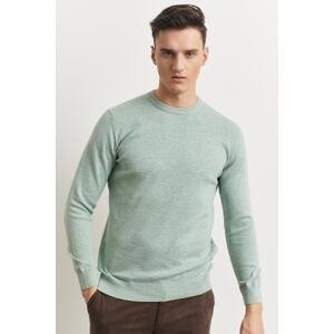 ALTINYILDIZ CLASSICS Men's Green Standard Fit Regular Fit Crew Neck Cotton Knitwear Sweater