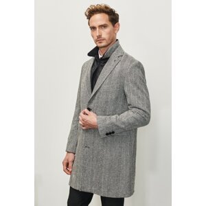 ALTINYILDIZ CLASSICS Men's Black and white Standard Fit Normal Cut Mono Collar Knitted Pull-out Vest Wool Cachet Coat