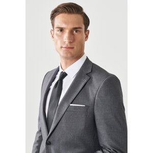 ALTINYILDIZ CLASSICS Men's Gray Regular Fit Comfortable Cut Mono Collar Dobby Classic Suit
