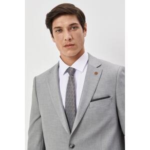 ALTINYILDIZ CLASSICS Men's Gray Regular Fit Relaxed Cut Mono Collar Dobby Suit