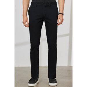 ALTINYILDIZ CLASSICS Men's Black Slim Fit Slim Fit Side Pocket Cotton Flexible Dobby Trousers