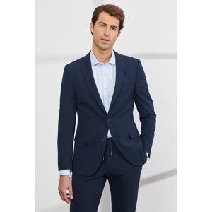 ALTINYILDIZ CLASSICS Men's Navy Blue Slim Fit Slim Fit Swallow Collar Patterned Suit