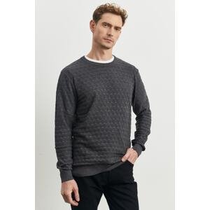 ALTINYILDIZ CLASSICS Men's Anthracite Standard Fit Normal Cut Bicycle Neck Patterned Knitwear Sweater