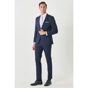 ALTINYILDIZ CLASSICS Men's Navy Blue Slim Fit Slim Fit Mono Collar Striped Suit