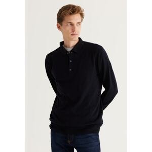 ALTINYILDIZ CLASSICS Men's Navy Blue Standard Fit Normal Cut Polo Neck Cotton Knitwear Sweater