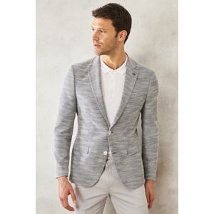 ALTINYILDIZ CLASSICS Men's Gray Slim Fit Narrow Cut Mono Collar Patterned Jacket