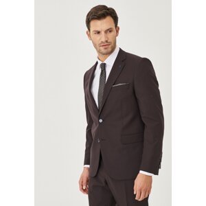 ALTINYILDIZ CLASSICS Men's Burgundy-navy blue Regular Fit Normal Cut Patterned Wool Suit
