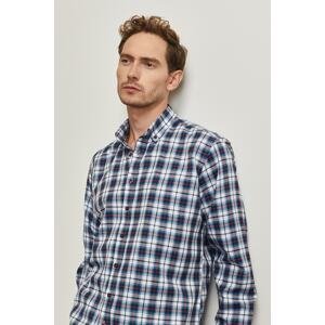 ALTINYILDIZ CLASSICS Men's White-burgundy Comfort Fit Relaxed Cut Buttoned Collar Plaid Shirt