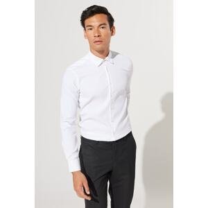 ALTINYILDIZ CLASSICS Men's White Slim Fit Slim Fit Buttoned Collar Shirt