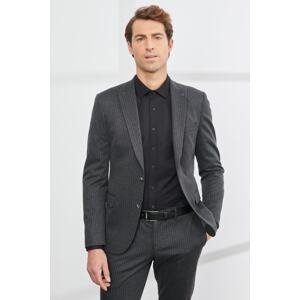 ALTINYILDIZ CLASSICS Men's Gray Slim Fit Slim Fit Dovetail Collar Striped Suit