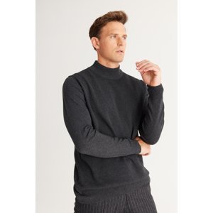 ALTINYILDIZ CLASSICS Men's Smoky Standard Fit Normal Cut Half Turtleneck Cotton Knitwear Sweater
