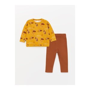 LC Waikiki Crew Neck Long Sleeve Printed Baby Boy Sweatshirt and Trousers 2-pack