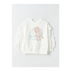 LC Waikiki Crew Neck Elsa Printed Long Sleeve Girl's Sweatshirt