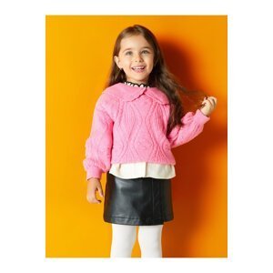 LC Waikiki Leather Look Baby Girl Shorts, Skirt and Pantyhose with Elastic Waist, 2-Piece