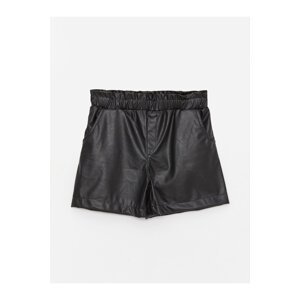 LC Waikiki Leather Look Girl's Shorts with Elastic Waistband