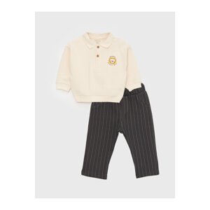 LC Waikiki Baby Boy Polo Neck Long Sleeve Printed Sweatshirt and Trousers 2-Set