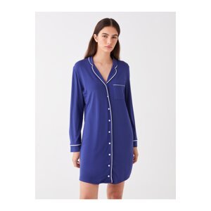 LC Waikiki Women's Shirt Collar Straight Long Sleeve Nightgown
