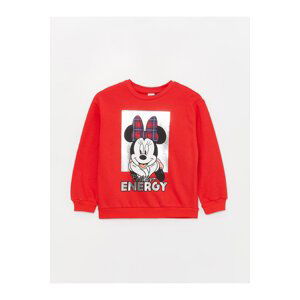 LC Waikiki Girls' Crew Neck Minnie Mouse Printed Long Sleeve Sweatshirt