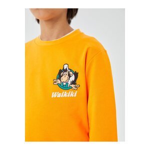 LC Waikiki Crew Neck Nostalgic Monkey Printed Long Sleeve Kids Unisex Sweatshirt
