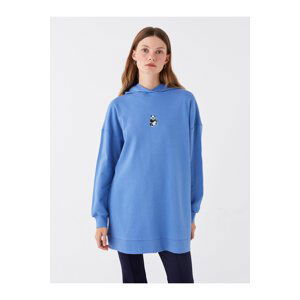 LC Waikiki Women's Hooded Embroidered Long Sleeve Sweatshirt Tunic