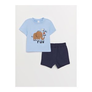 LC Waikiki Cycling Short Short Sleeve Printed Baby Boy T-Shirt and Shorts 2-Pack Set