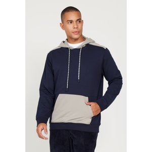 ALTINYILDIZ CLASSICS Men's Navy Blue Standard Fit Regular Fit Hooded Pocket Sweatshirt