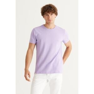 ALTINYILDIZ CLASSICS Men's Lilac Slim Fit Slim Fit Crew Neck Short Sleeve Soft Touch Basic T-Shirt