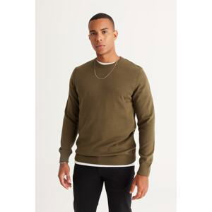 ALTINYILDIZ CLASSICS Men's Khaki Standard Fit Regular Fit Crew Neck Cotton Knitwear Sweater