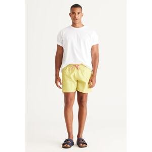 AC&Co / Altınyıldız Classics Men's Yellow Standard Fit Regular Cut Quick Dry Patterned Swimsuit with Side Pockets