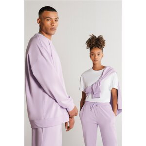 AC&Co / Altınyıldız Classics Unisex Lilac Oversize Wide Cut Crew Neck Cotton Stretch Sweatshirt