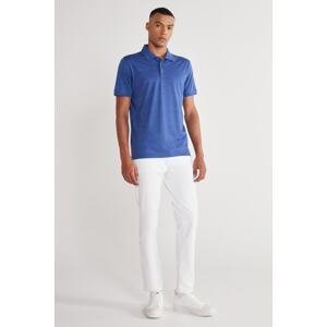 ALTINYILDIZ CLASSICS Men's Indigo Slim Fit Slim Fit Polo Neck Jacquard Short Sleeve T-Shirt