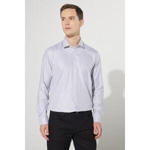 ALTINYILDIZ CLASSICS Men's Gray No Iron Tailored Slim Fit Slim Fit Classic Collar 100% Cotton Non-Iron Shirt