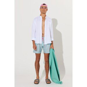 AC&Co / Altınyıldız Classics Men's Mint-pink Standard Fit Regular Cut Pocket Patterned Swimsuit Swim Shorts