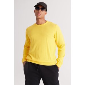 AC&Co / Altınyıldız Classics Men's Yellow Standard Fit Normal Cut Crew Neck Knitwear