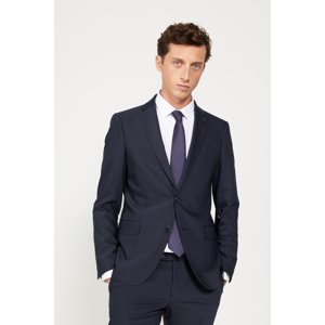 ALTINYILDIZ CLASSICS Men's Dark Navy Blue Slim Fit Slim Fit Mono Collar Patterned Woolen Suit