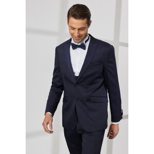 ALTINYILDIZ CLASSICS Men's Navy Blue Slim Fit Slim Fit Swallowtail Collar Dobby Vest Tuxedo Suit