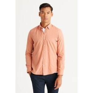 AC&Co / Altınyıldız Classics Men's Orange Slim Fit Slim Fit Hidden Button Collar Shirt