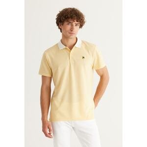AC&Co / Altınyıldız Classics Men's Yellow Slim Fit Slim Fit Slim Polo Neck Cotton Short Sleeve T-Shirt