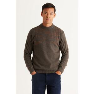 AC&Co / Altınyıldız Classics Men's Milk Brown-Orange Standard Fit Normal Cut Half Turtleneck Wool Knitwear Sweater