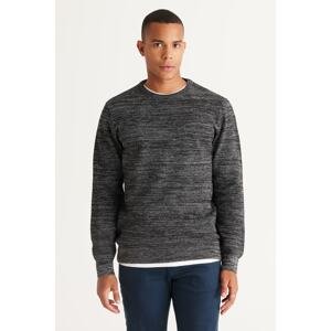 AC&Co / Altınyıldız Classics Men's Black-gray Recycle Standard Fit Regular Cut Crew Neck Patterned Knitwear Sweater