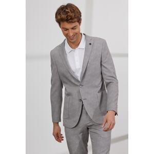 ALTINYILDIZ CLASSICS Men's Gray Slim Fit Slim Fit Mono Collar Patterned Suit