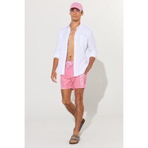 AC&Co / Altınyıldız Classics Men's Pink Standard Fit Regular Cut Side Pocket Patterned Quick Drying Swimsuit Swim Shorts